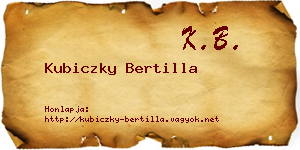 Kubiczky Bertilla névjegykártya